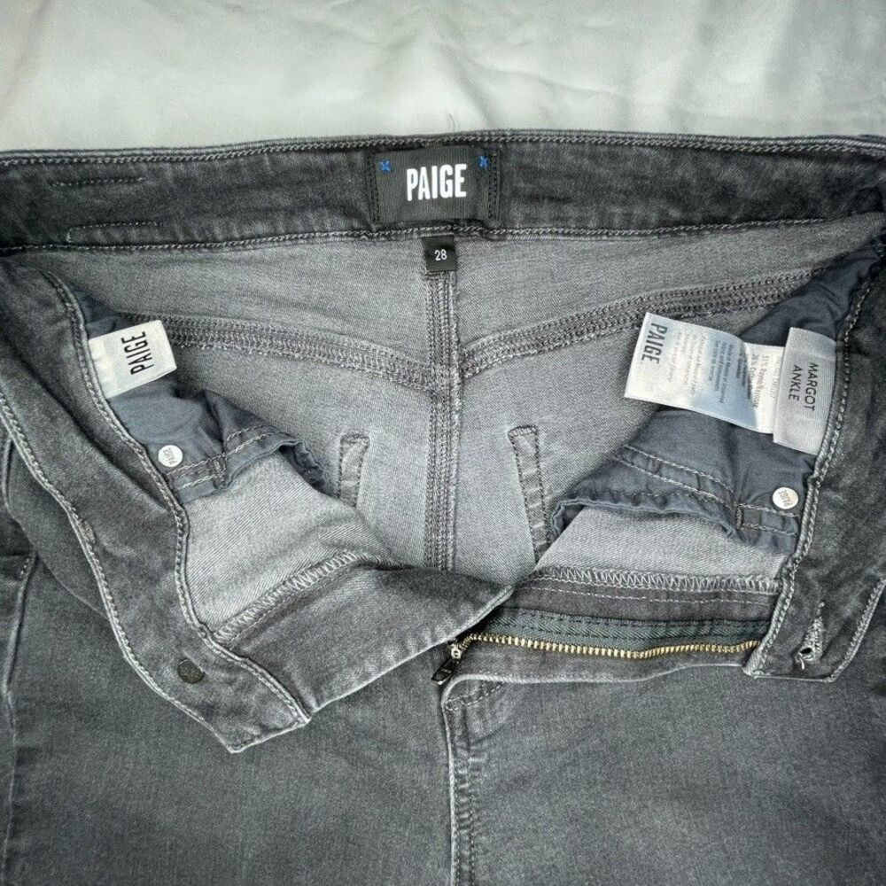 PAIGE Jeans Sz 28 Women's Margot Ankle Black Wash Comfort Stretch Spandex Pants - Picture 3 of 14